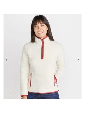 Marine Layer Cream Sherpa Pullover in macadamia colorway - size M